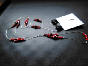 COSTUME JEWELRY  -NECKLACE -RED -SMALL BEAD -46" LONG OPENED -C.A.K.E.-ALI KHAN - Picture 1 of 3