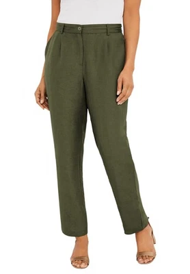 Jessica London Women's Plus Size Linen Pleat-Front Pant - Image 1 of 4