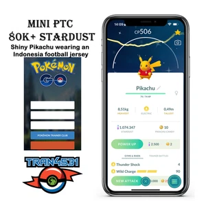 Shiny Pikachu wearing an Indonesia Football Jersey - Mini PTC 20k Star-dust - Picture 1 of 1