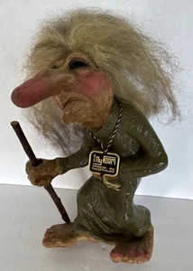 Nyform Witch Troll Doll #113 Norway Torgerson Figure Walking Stick 7" Long Nose - Picture 1 of 15