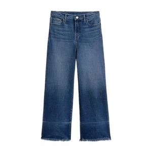 Pantalones de mezclilla cortos Banana Republic talla 14 (35) tiro alto pierna ancha dobladillo deshilachado azul nuevos - Imagen 1 de 11