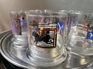 Set of 5 Vintage The White Horse Cellar Scotch Whiskey Glasses Shot Gun Base - Picture 1 of 10