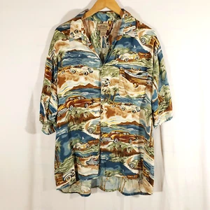 Sonoma Hawaii Gr. XL Camp Hemd Vintage Cars Woody Beach Knopfleiste blau braun - Bild 1 von 9