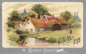 Postcard A Merry Christmas House by the River - Bild 1 von 2
