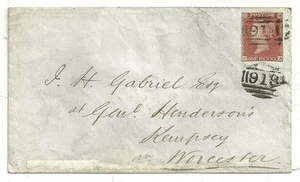 1853 WORCESTER EXTRA STRIKE =918= NUMERAL ON COVER & BLUE UDC KEMPSEY ARRIVAL - Picture 1 of 2
