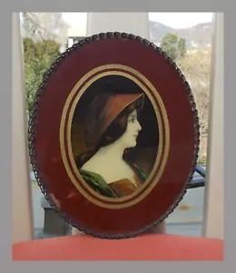 Quadro Set Sotto Vetro Antico Donna Au Chapeau - Picture 1 of 6