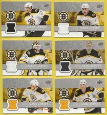 2008-09 Upper Deck UD Game Jersey - Bergeron Lucic Fernandez Auld + 2 (Bruins)