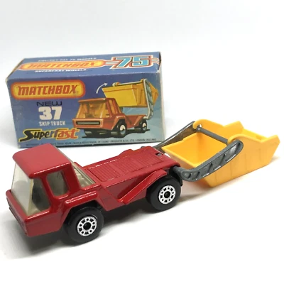 Lesney Matchbox Superfast No. 37 Skip Truck 1976 rojo - hecho en Inglaterra con caja Foto 1 de 4