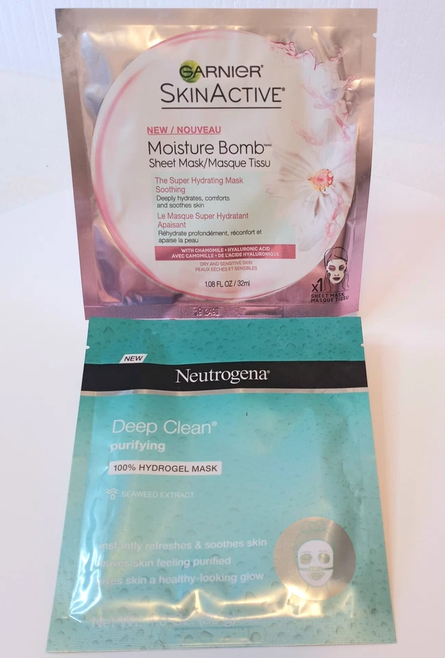 Mascarillas de hoja de hidrogel de limpieza profunda Garnier SkinActive Moisture Bomb & Neutrogena Foto 1 de 1