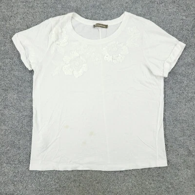 Tommy Bahama 女式中号白色花卉亮片圆领短袖上衣 — 第 1/4 张图片