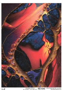 Papel de arroz A4 seda de paja decoupage técnica para servir piedras preciosas oro RE1040 - Imagen 1 de 1