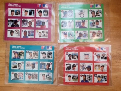 FOUR MAJOR LEAGUE BASEBALL  COMMEMORATIVE  STAMP SHEETS with COA #1 - Image 1 of 4