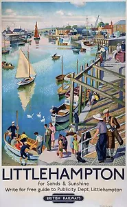 Casa Muro Stampa - Vintage Retrò Poster di Viaggio - Little Hampton - A4,A3,A2 - Bild 1 von 1