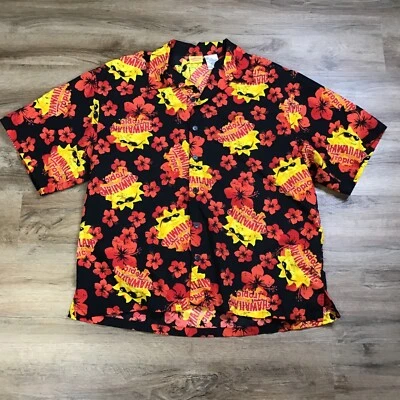 Hawaiian Tropic Size XL Shirt Sun Logo Floral Print Aloha Black Red Brand Logo - Image 1 of 4