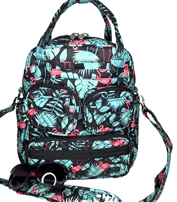 :Colorful Tropical LUG Puddle Jumper Flamingo Summer Crossbody Satchel - Image 1 of 4