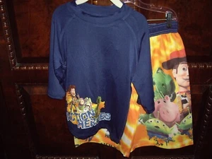 T28 NWT Boys Size 8 Disney Toy Story 3 Swim Set 2pc Rash Guard & Trunks Shorts - Picture 1 of 8