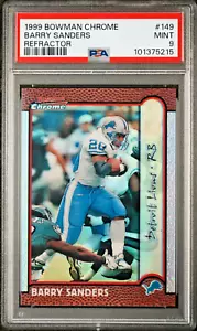 1999 Bowman Chrome 149 Barry Sanders Refractor PSA 9 Mint Detroit Lions - Picture 1 of 2