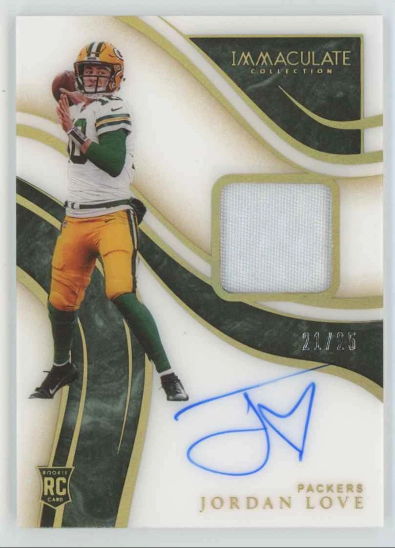 2020 Panini Immaculate GOLD Jordan Love Rookie Auto Patch 21/25 Packers #ISP4