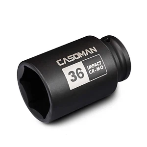 1/2" Drive X 36 Mm Deep 6 PT Impact Socket, CR-MO, Drive 6 Point Axle Nut Socket - Picture 1 of 7