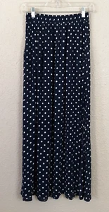 Womens Black Polka Dot Maxi Skirt With Pockets & Slit Sides Size Med New #1P8485 - Picture 1 of 3