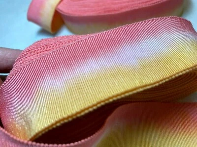 复古棉质人造丝 1 1/4 英寸彼得舍姆丝带玫瑰花蜜 1 码法国制造 — 第 1/4 张图片