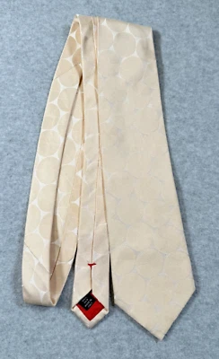 Christian Lacroix Silk Neck Tie Beige w/ Gold Circles Italy Made - Image 1 of 4