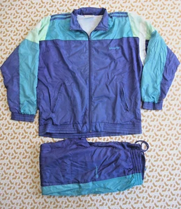 Survetement ADIDAS 90'S Nylon Polyester violet vert veste + Pantalon - 162 / S - Foto 1 di 13