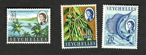 Seychelles Sc#199 Wmk Upright #203 #206 MH stamps Bail Fish Vanilla Line QEII - Picture 1 of 1