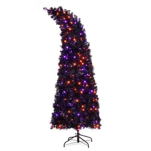 7Ft Pre-lit Artificial Christmas Tree Bent Top with 400 LED Lights Xmas Holiday - Picture 1 of 8