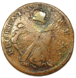 1670 New Jersey St Patrick Farthing Colonial Coin 1/4P. VF Detail - Rare Variety - Picture 1 of 2
