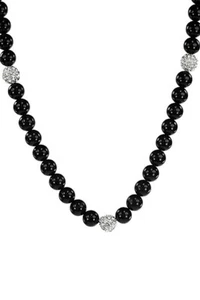 Schwarze Perlen mit Discokugel Shamballa Halskette SMC 001 - Bild 1 von 3