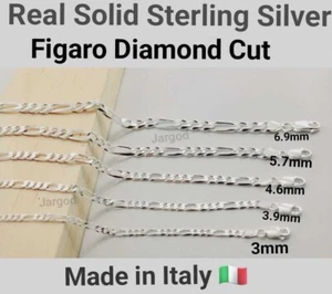 925 Sterling Silber Figaro Diamantschliff Kette Armband Halskette Herren Damen Jargod - Bild 1 von 16