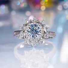 2.00Ct Round Cut Moissanite Halo Snowflake Engagement Ring 14K White Gold Plated