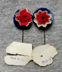 WWII Mothers Victory Cockade Plastic Rosette Hat Pin Red White Blue Lot 2 - Picture 1 of 3