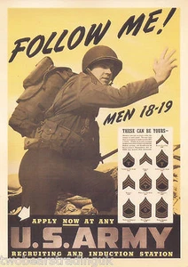 Postcard: Follow Me! Men 18-19 (U.S. Army 1939 Recruitment Poster) (2014) - Foto 1 di 2