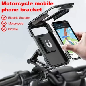 360 Rotation Motorcycle Bicycle Bike Handlebar Cell Phone Mount Holder Bag Case - Picture 1 of 23