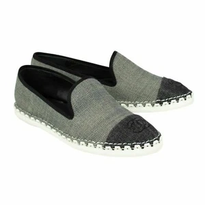MOCASINES CHANEL DENIM GORRA PUNTERA CC LOGOTIPO ALPARGATAS ZAPATOS PLANOS 37.5 - Imagen 1 de 8