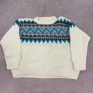 Vintage abstract knitted jumper Patterned chunky knit sweater Women's L (16-18) - Picture 1 of 6