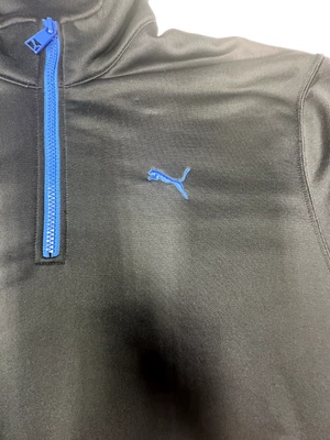 Puma Mens Black Active 1/4 Zip Pullover  L, Blue Trim  - Image 1 of 4