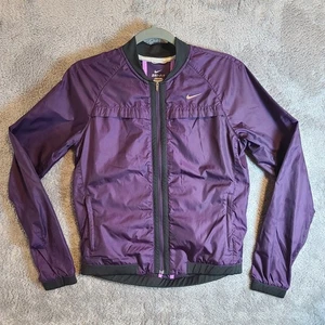 Chaqueta de correr Nike Dri-Fit para mujer talla S púrpura cortavientos manga larga... - Imagen 1 de 17
