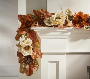 4' Fall Harvest Magnolia and Berry Garland by Valerie Parr Hill QVC - Picture 1 of 1