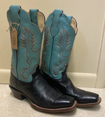 Botas para mujer Justin estilo L2657 10 B punta cuadrada verde azulado turquesa marrón altas Foto 1 de 4