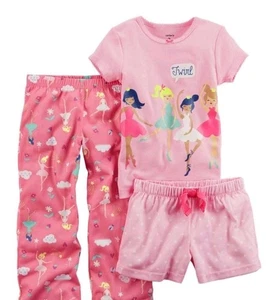 Carters Kleinkind Mädchen Rosa Wirbel Ballerina Glitzer Pyjama Schlaf Set Schlafanzug 12M Neu - Bild 1 von 2