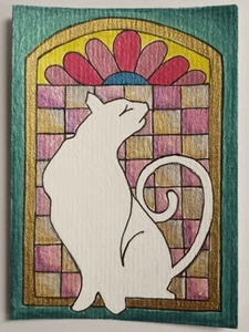 aceo original painting "Ghost's Looking Glass' Watercolor/Acrylic - Picture 1 of 2