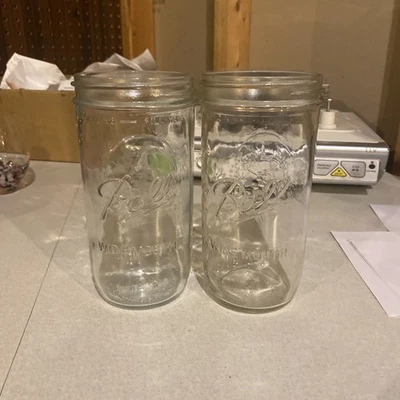 Ball 24 oz 1.5 Pint Set of 2 Glass Wide Mouth Canning Mason Jars 3 Cups NO LIDS - Image 1 of 4