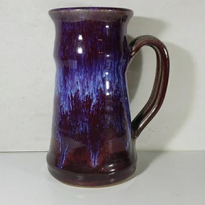 Tazza da caffè vintage 16 oz ceramica 6,5" smalto astratto a goccia ceramica rossa firmata - Foto 1 di 6
