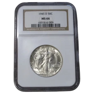 1945-D Walking Liberty Half Dollar MS66 NGC Graded Blast White - Bild 1 von 2