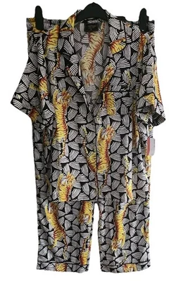 Pijama de manga corta Ed Hardy para dama XL diseño tigre sensación satinada nuevo con etiquetas Foto 1 de 4