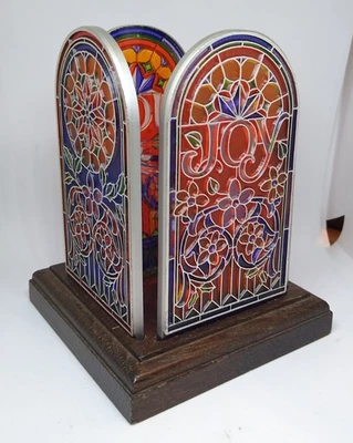 Hallmark Joy Moodlight Decorative Stained Glass Candle Showcase Ensemble 1979 - Image 1 of 4