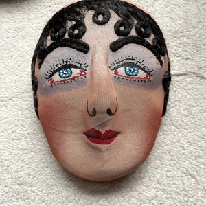VTG Mesh OOAK Mask DeMoulin Odd Fellowes Burlesque HandPaint Mardi Gras Art Deco - Picture 1 of 3